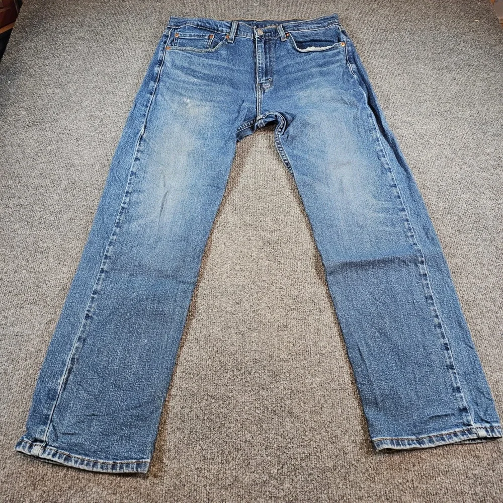 Levi's 505 Mens 34x29 (34x30 Tag) Regular Fit Straight Leg Blue Denim Jeans Work